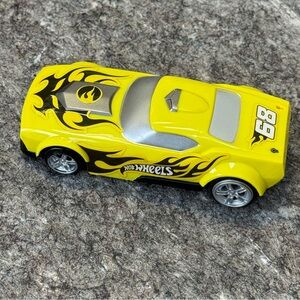 Hot Wheels Yellow Flame Race Car Toy – Mini Die-Cast Style Vehicle